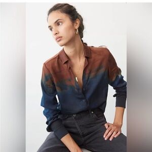 Anthropologie Cloth & Stone ombré tie dye button up blouse